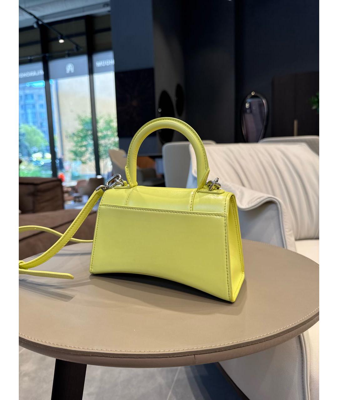 BALENCIAGA Салатовая кожаная сумка с короткими ручками, фото 3