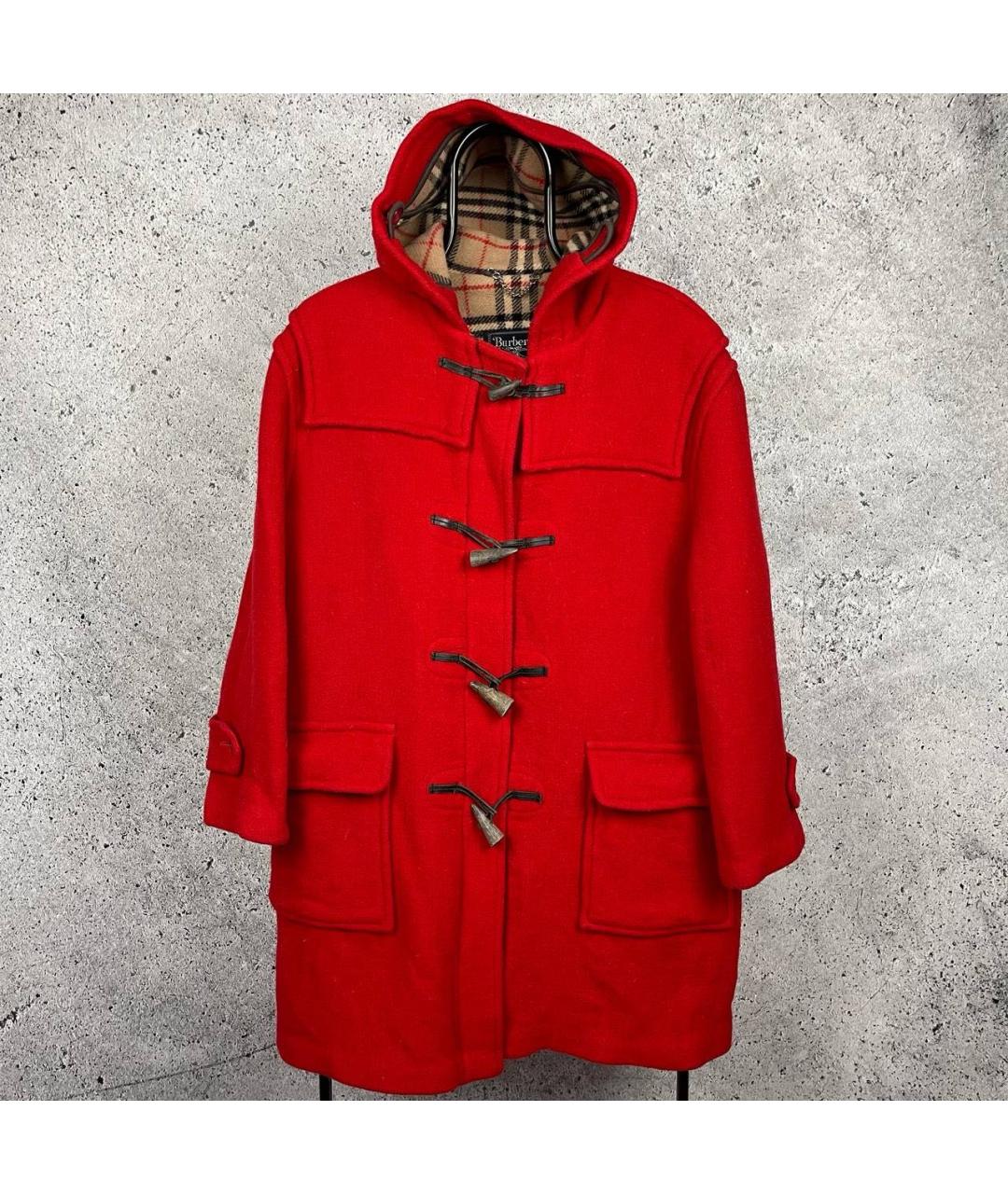 BURBERRY Красное шерстяное пальто, фото 8
