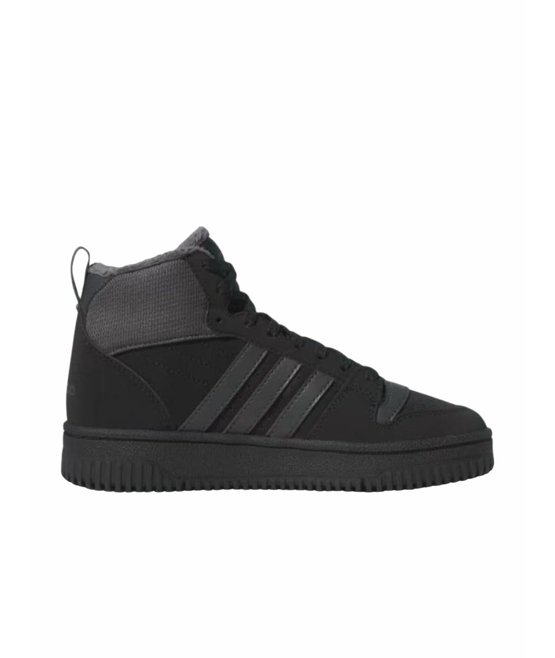 ADIDAS Черные кожаные высокие кроссовки / кеды, фото 1