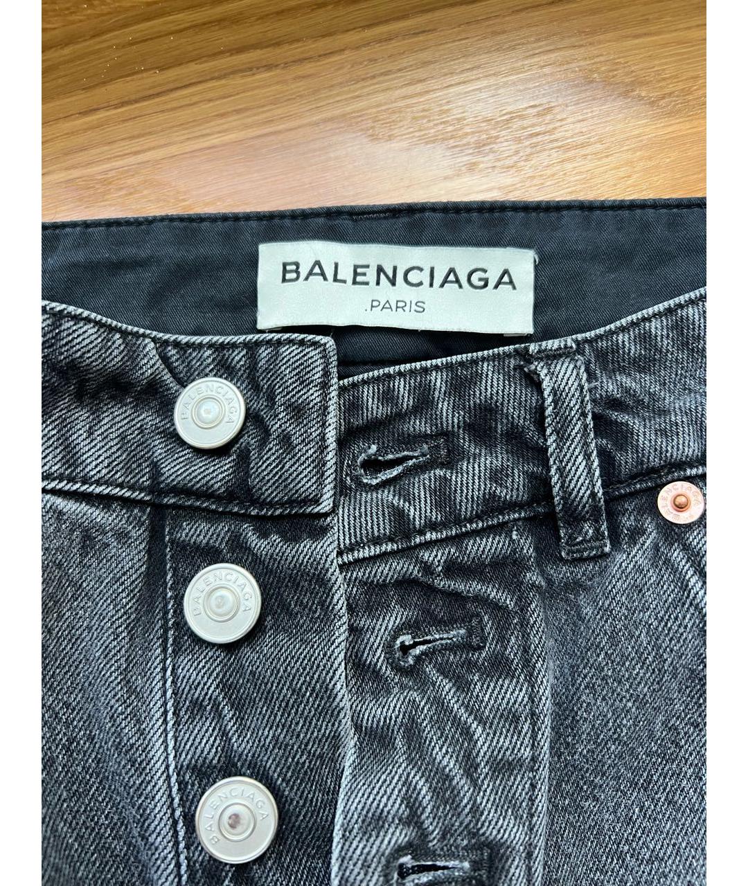 BALENCIAGA Антрацитовые хлопковые прямые джинсы, фото 5