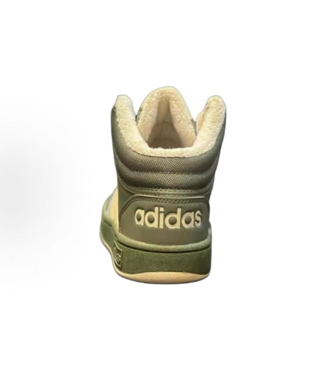 ADIDAS Зеленые кожаные высокие кроссовки / кеды, фото 5