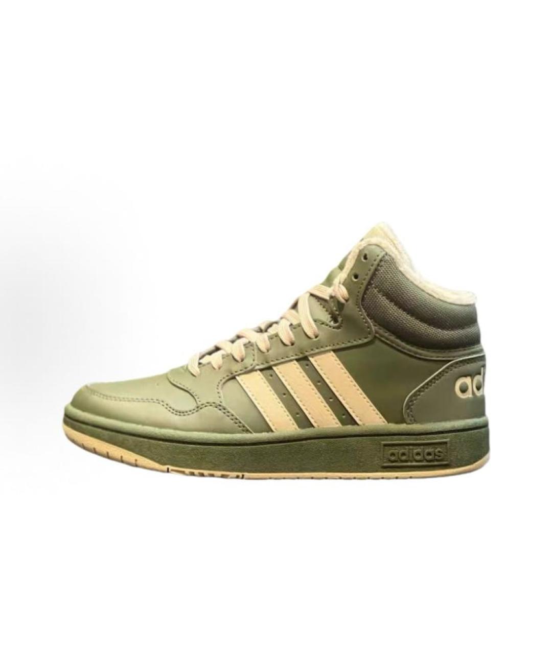 ADIDAS Зеленые кожаные высокие кроссовки / кеды, фото 3