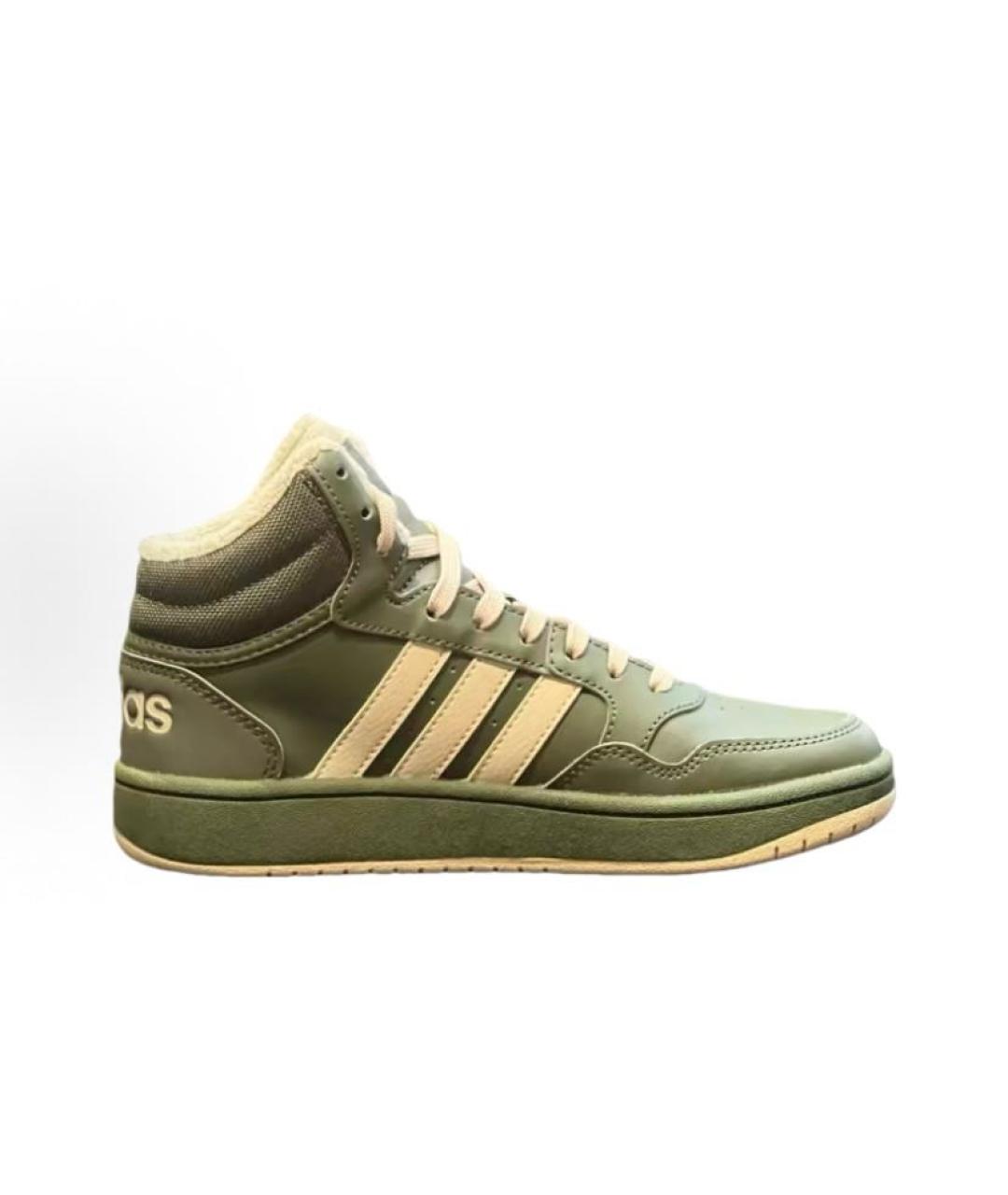 ADIDAS Зеленые кожаные высокие кроссовки / кеды, фото 6