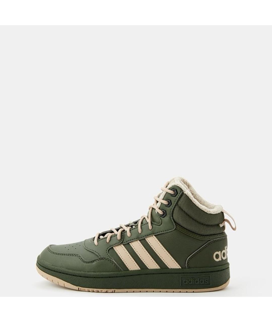 ADIDAS Зеленые кожаные высокие кроссовки / кеды, фото 2
