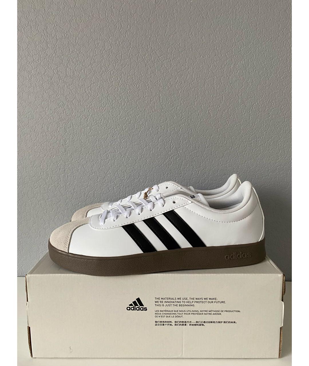 ADIDAS Белые кожаные низкие кроссовки / кеды, фото 3