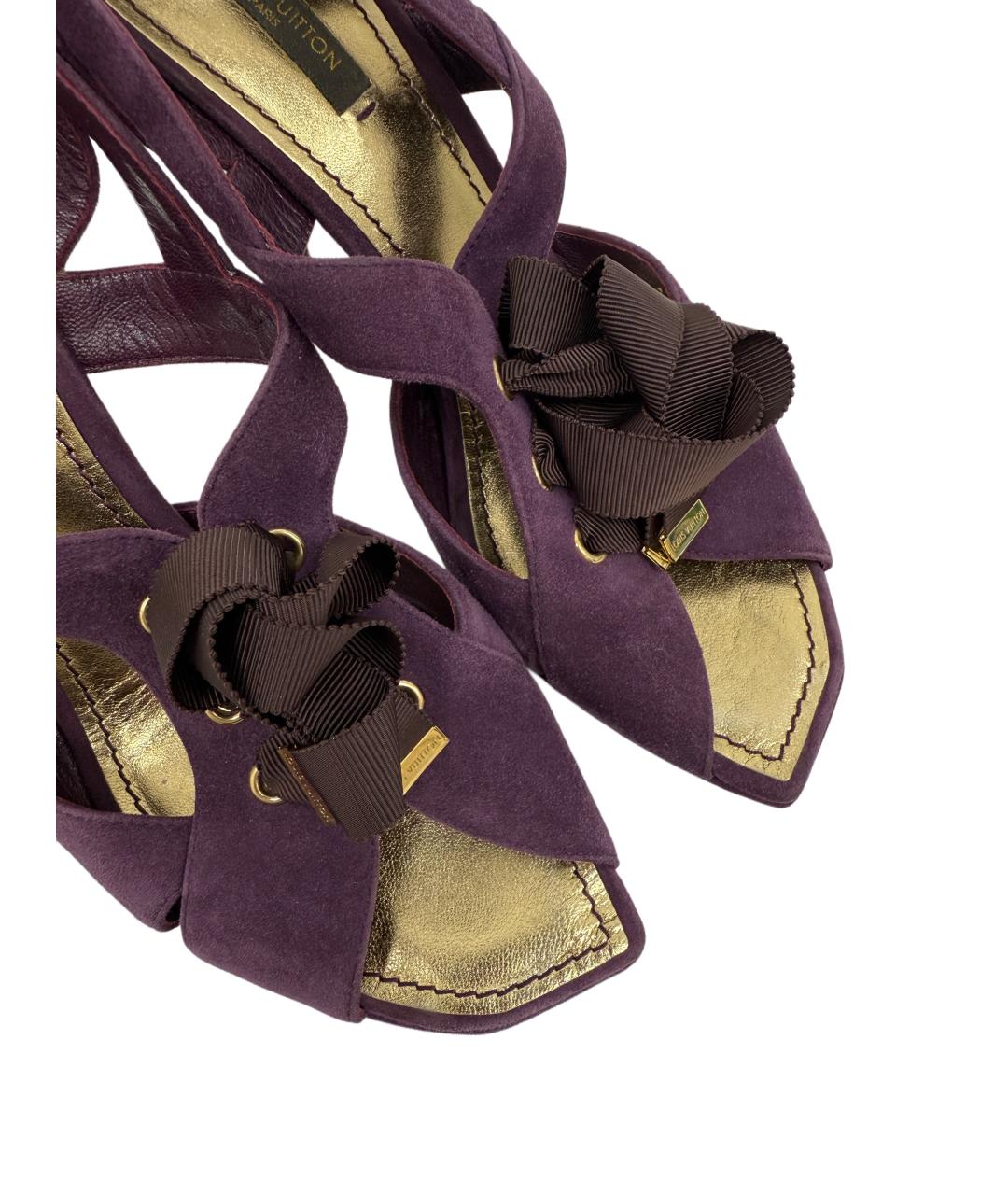 LOUIS VUITTON Фиолетовые замшевые босоножки, фото 6