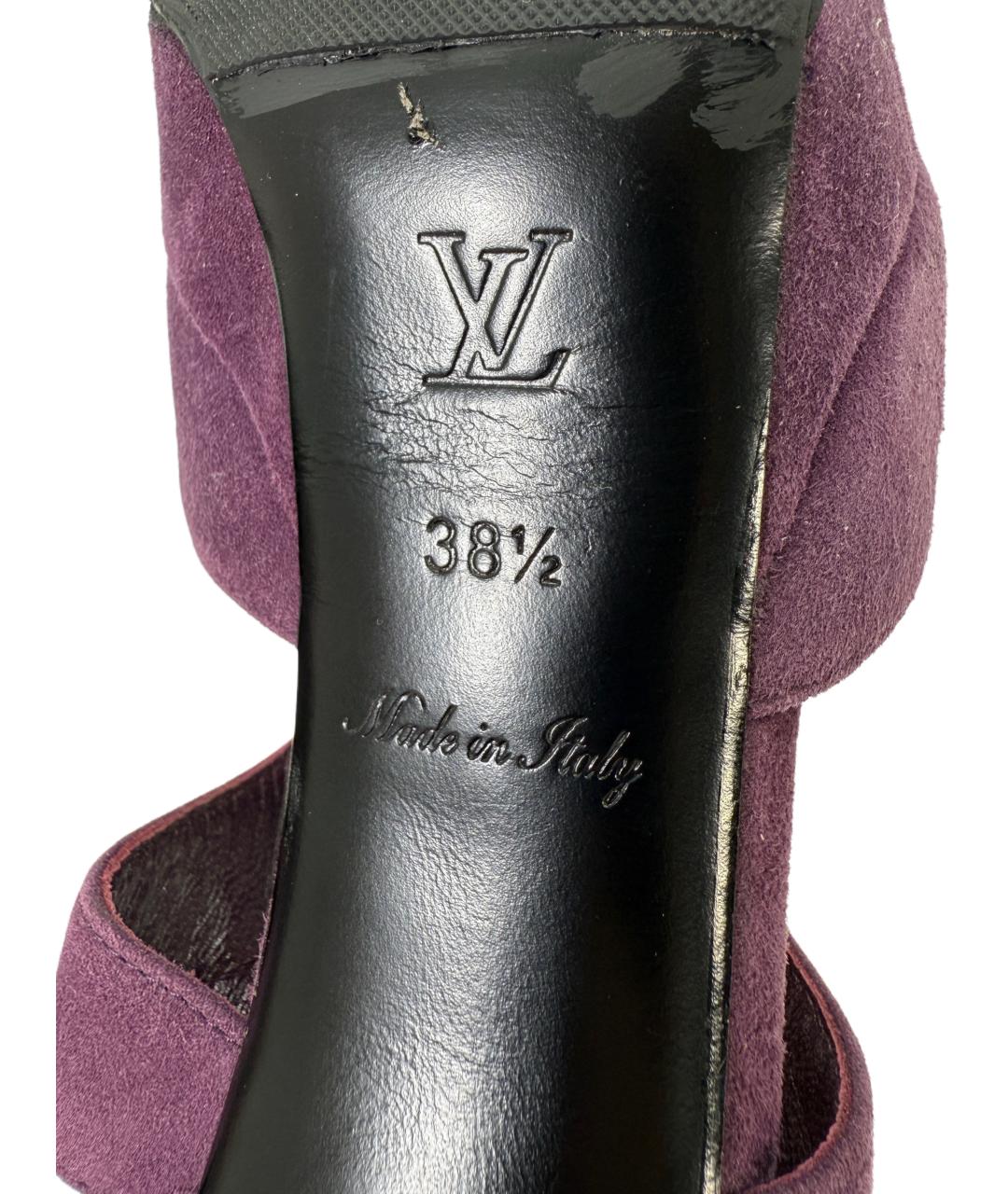 LOUIS VUITTON Фиолетовые замшевые босоножки, фото 7