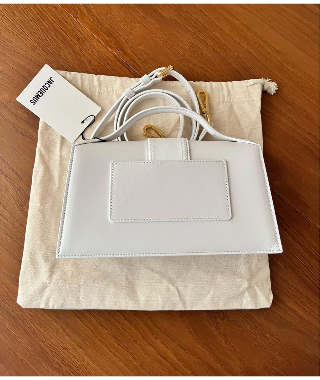 JACQUEMUS Белая кожаная сумка через плечо, фото 4