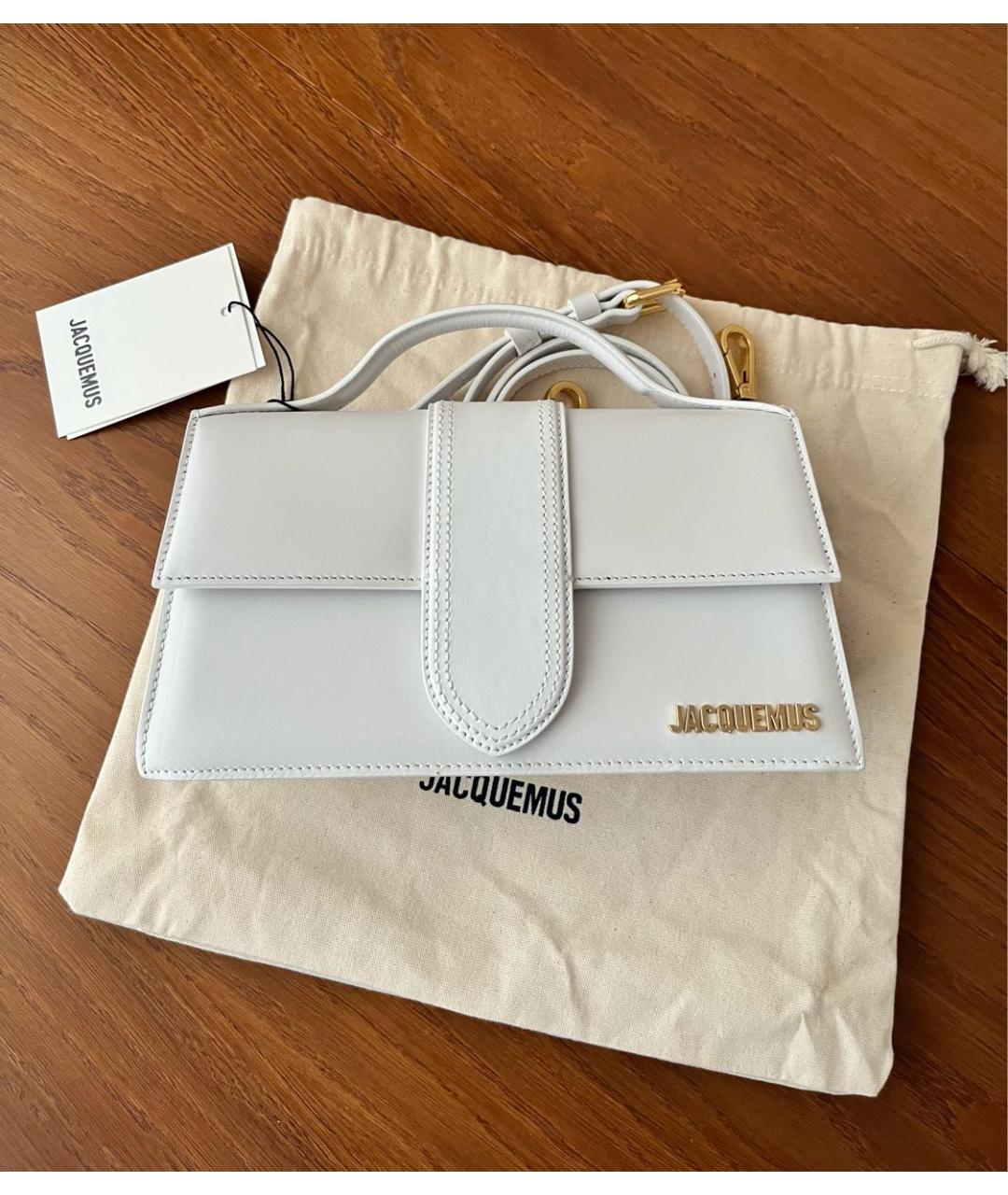 JACQUEMUS Белая кожаная сумка через плечо, фото 2
