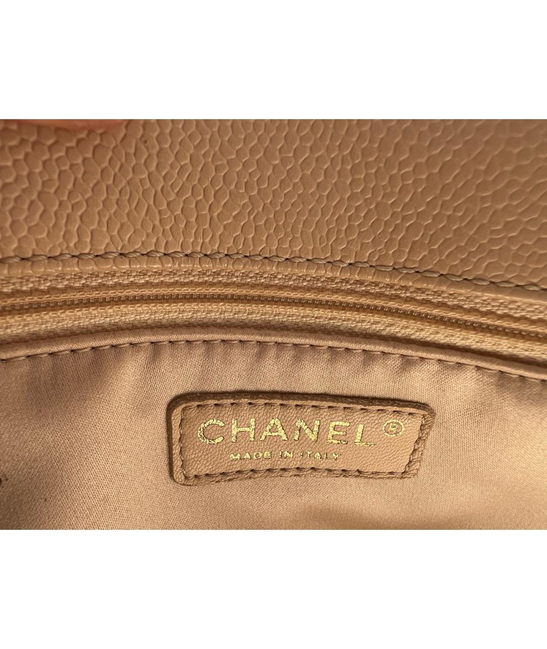 CHANEL Бежевая кожаная сумка тоут, фото 5