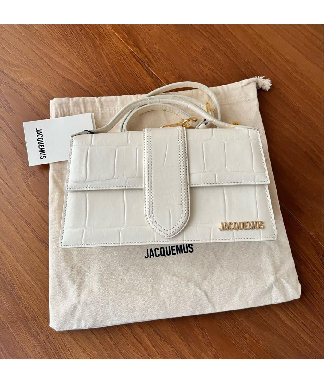 JACQUEMUS Белая кожаная сумка через плечо, фото 2
