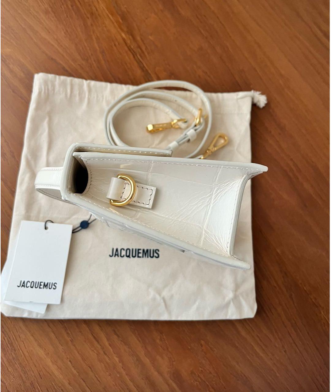 JACQUEMUS Белая кожаная сумка через плечо, фото 5