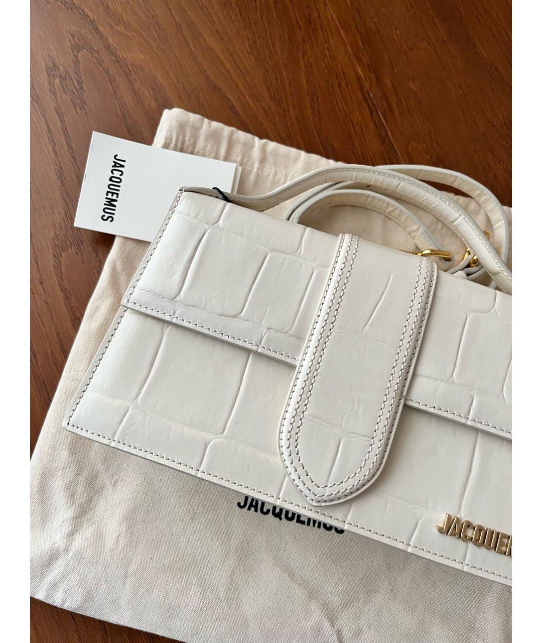 JACQUEMUS Белая кожаная сумка через плечо, фото 4