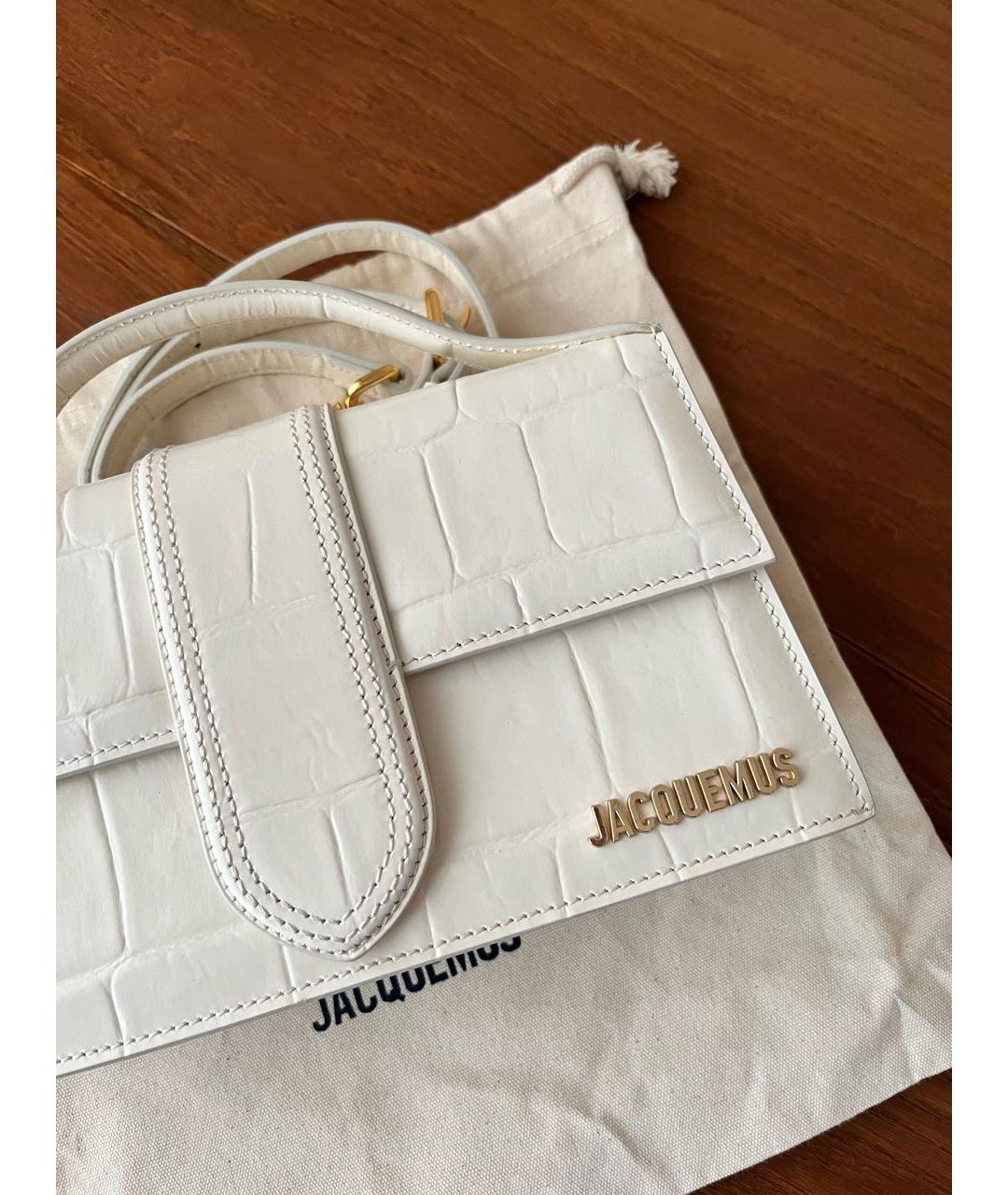 JACQUEMUS Белая кожаная сумка через плечо, фото 3