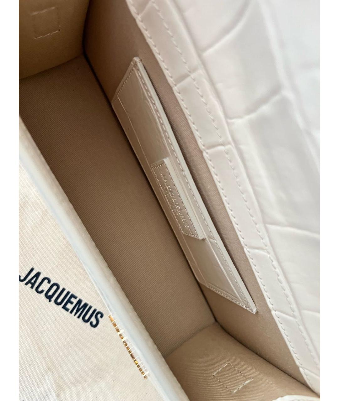 JACQUEMUS Белая кожаная сумка через плечо, фото 8