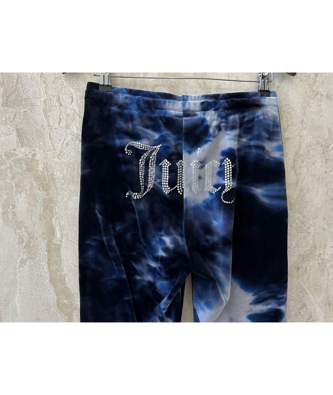 JUICY COUTURE Темно-синие велюровые спортивные брюки и шорты, фото 3