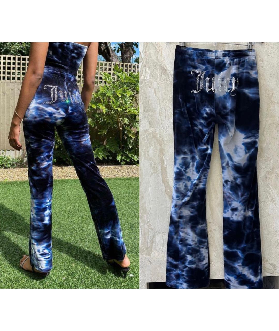 JUICY COUTURE Темно-синие велюровые спортивные брюки и шорты, фото 5