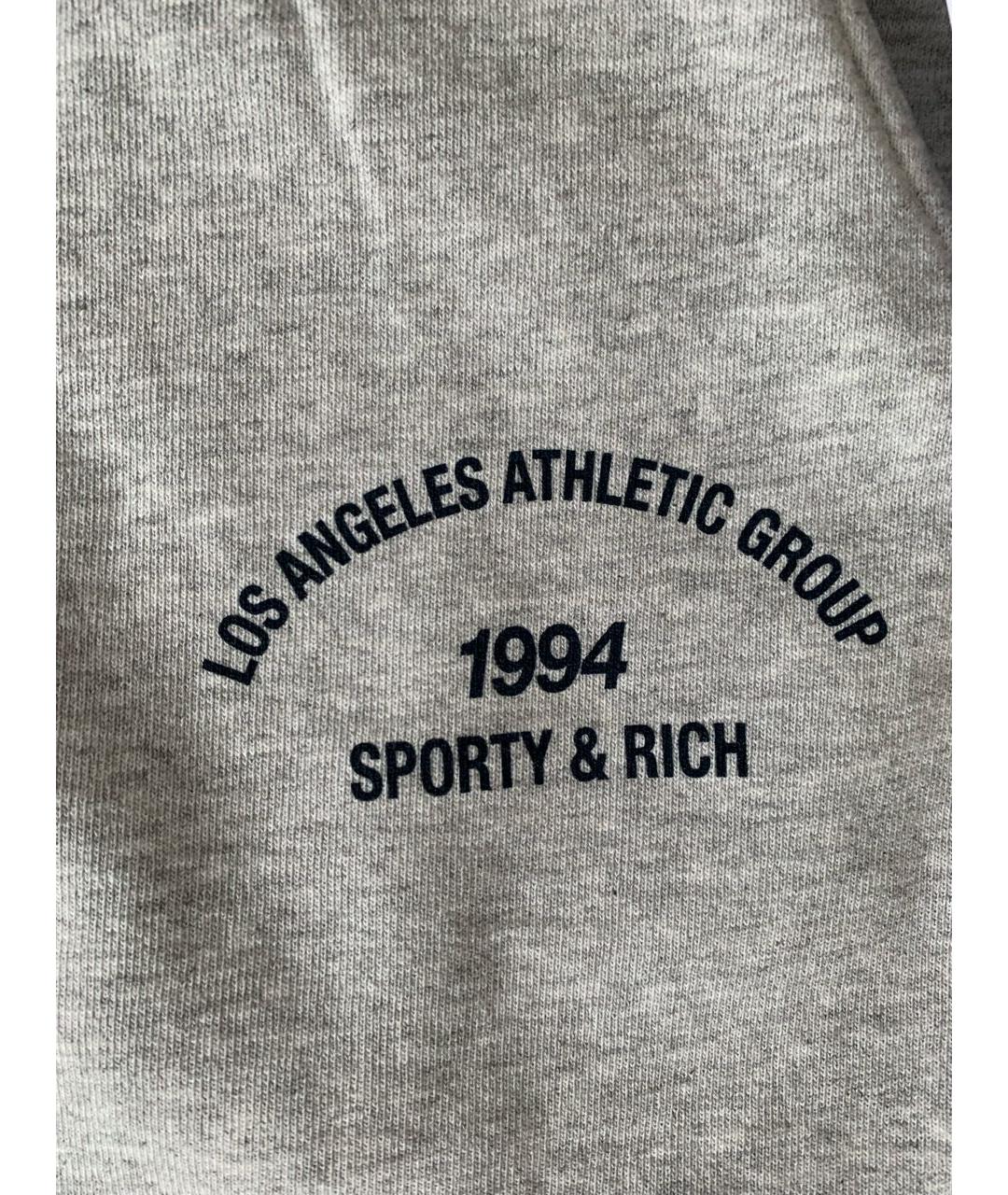 SPORTY AND RICH Серые хлопковые спортивные брюки и шорты, фото 4