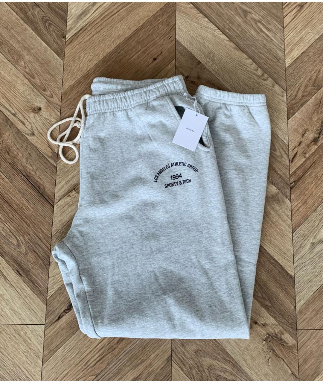 SPORTY AND RICH Серые хлопковые спортивные брюки и шорты, фото 2