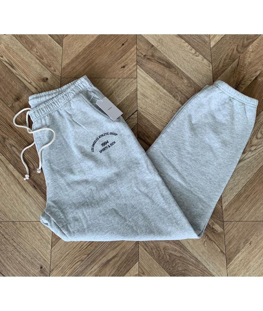 SPORTY AND RICH Серые хлопковые спортивные брюки и шорты, фото 3