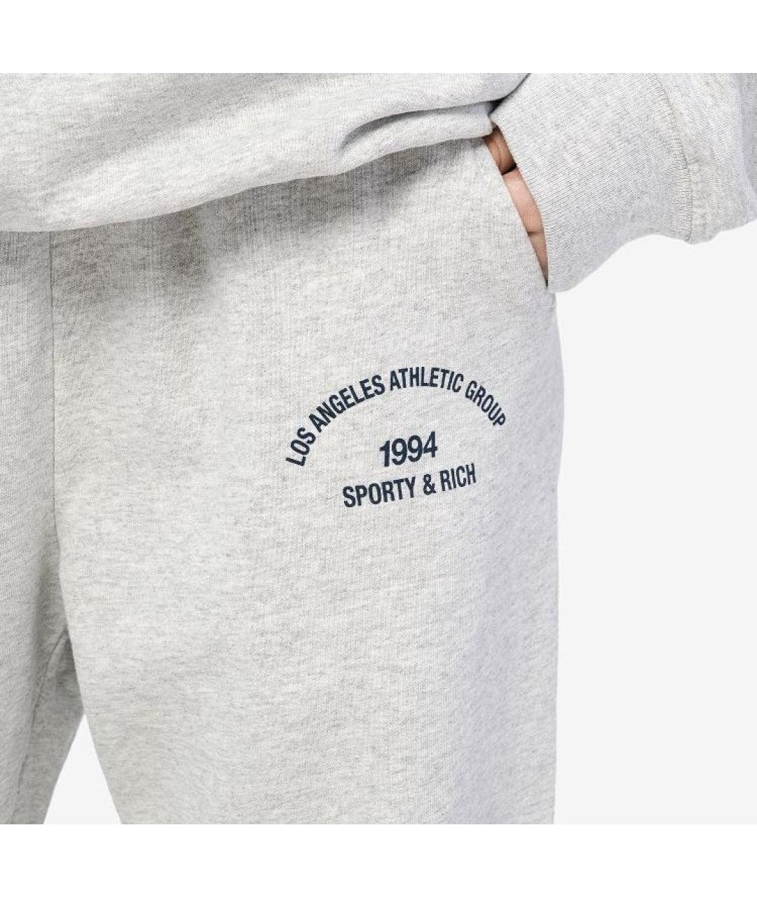 SPORTY AND RICH Серые хлопковые спортивные брюки и шорты, фото 8