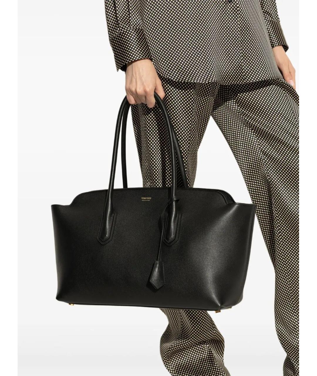TOM FORD Черная кожаная сумка тоут, фото 4