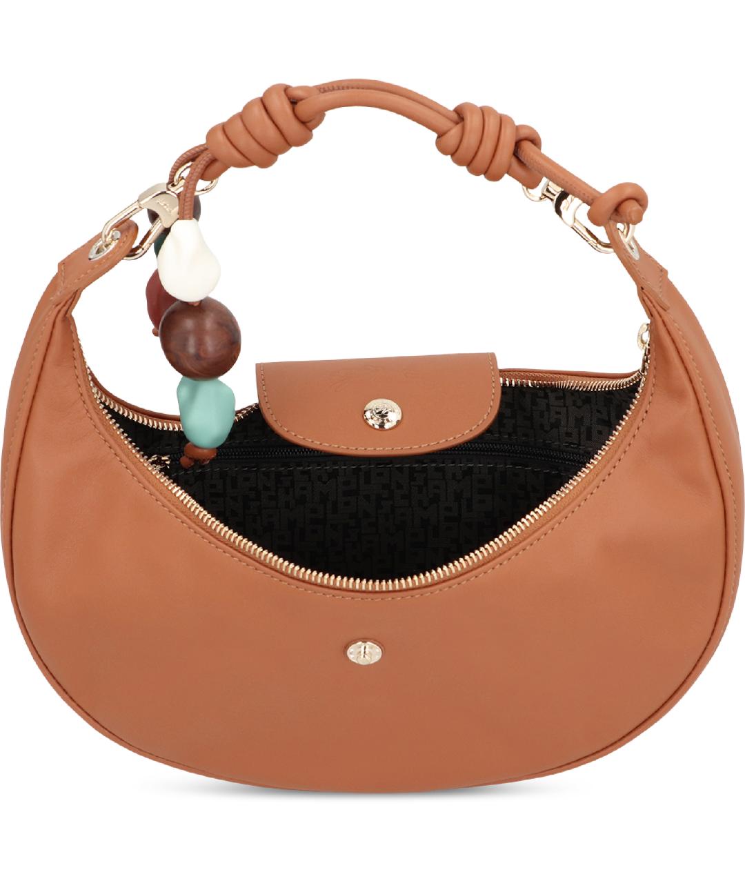 LONGCHAMP Коричневая синтетическая сумка с короткими ручками, фото 5