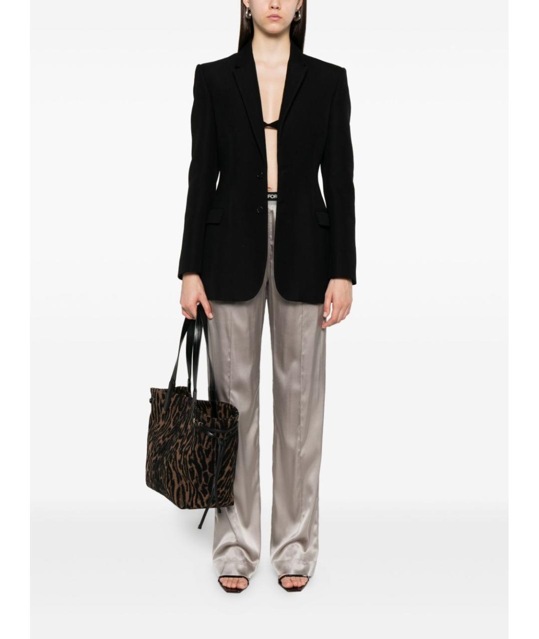 TOM FORD Серые шелковые прямые брюки, фото 5