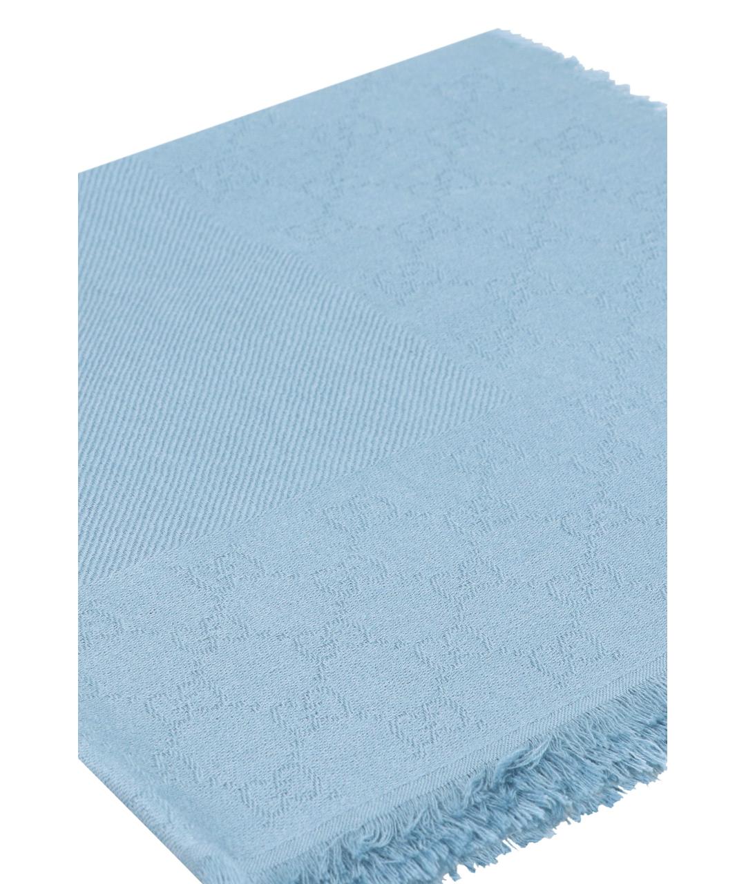 GUCCI Голубой шерстяной шарф, фото 3