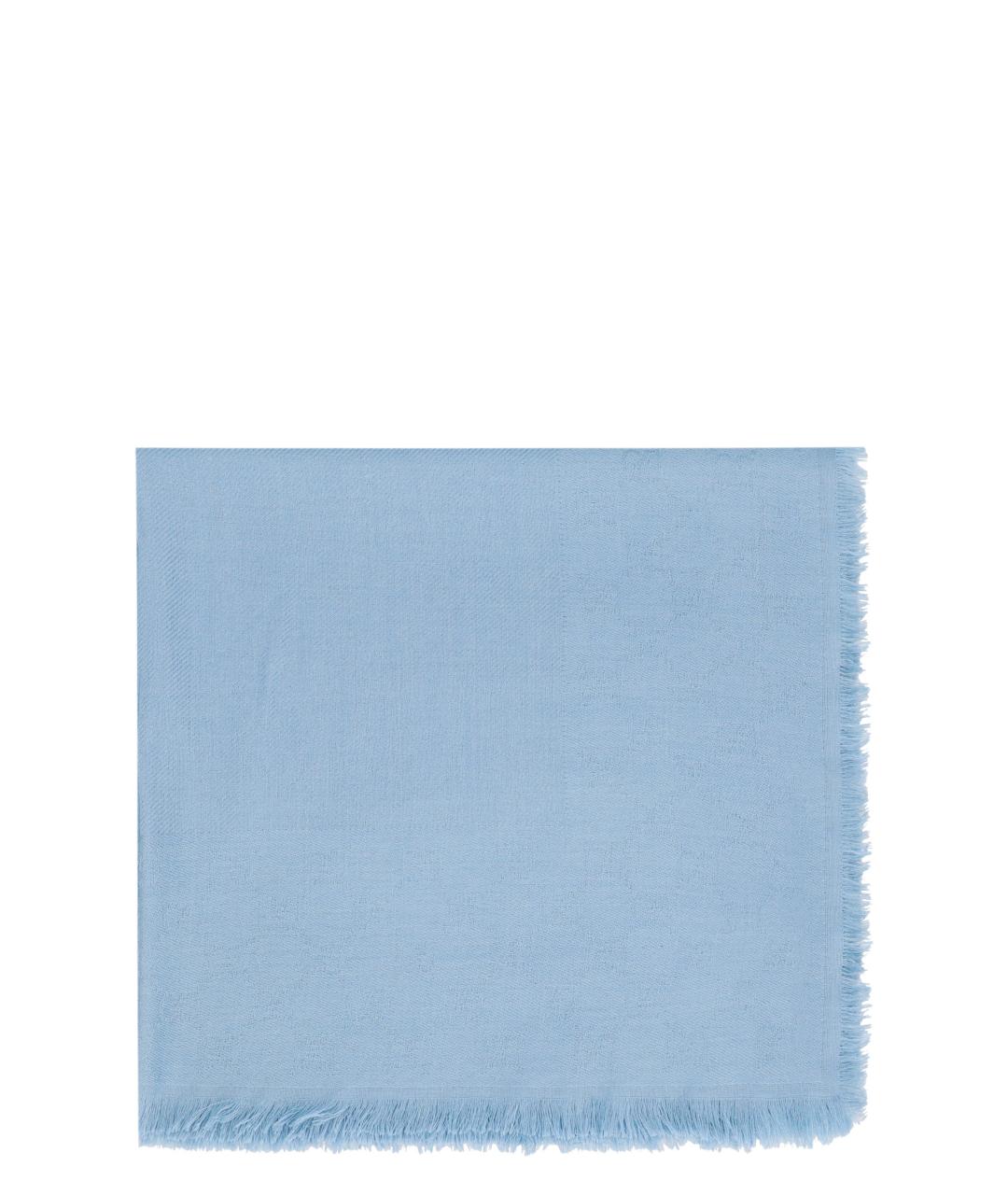 GUCCI Голубой шерстяной шарф, фото 2