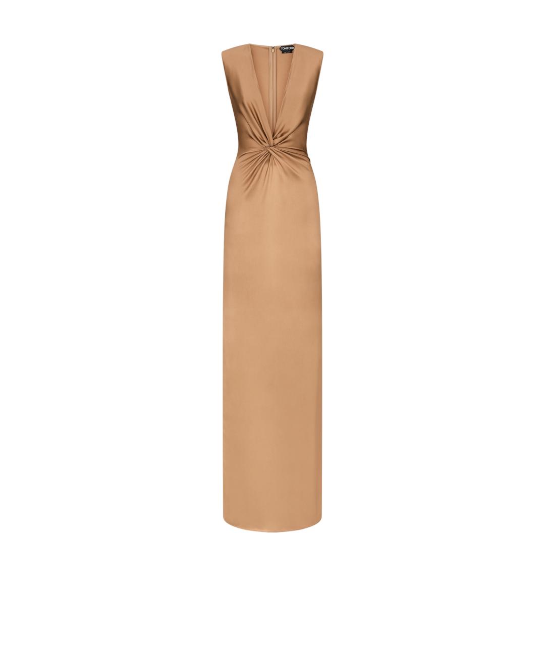 TOM FORD Золотое шелковое вечернее платье, фото 1