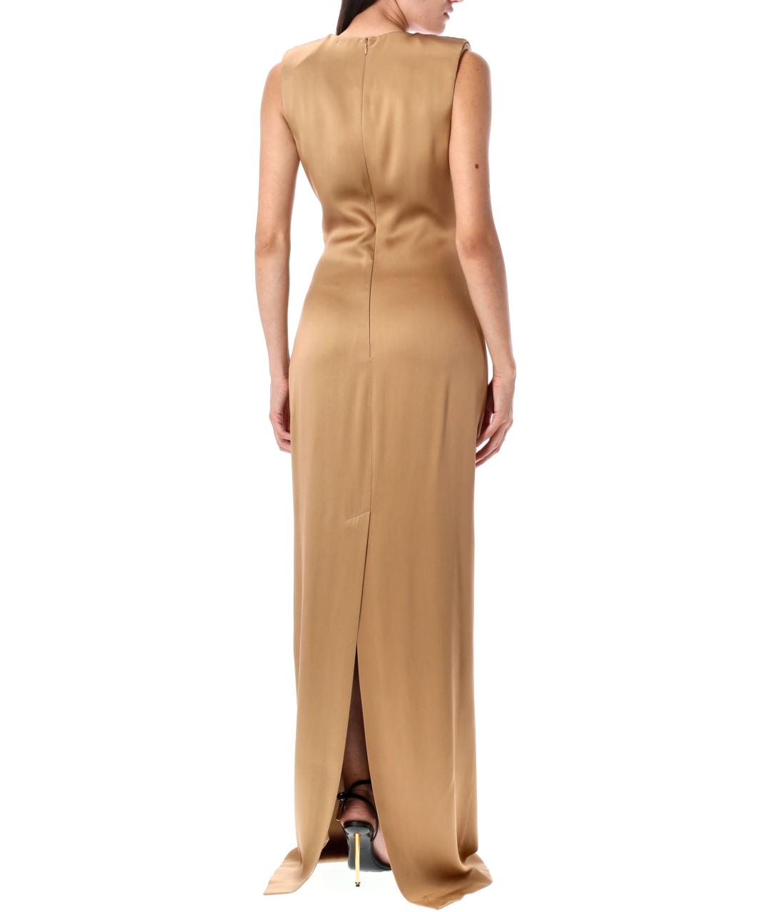 TOM FORD Золотое шелковое вечернее платье, фото 3