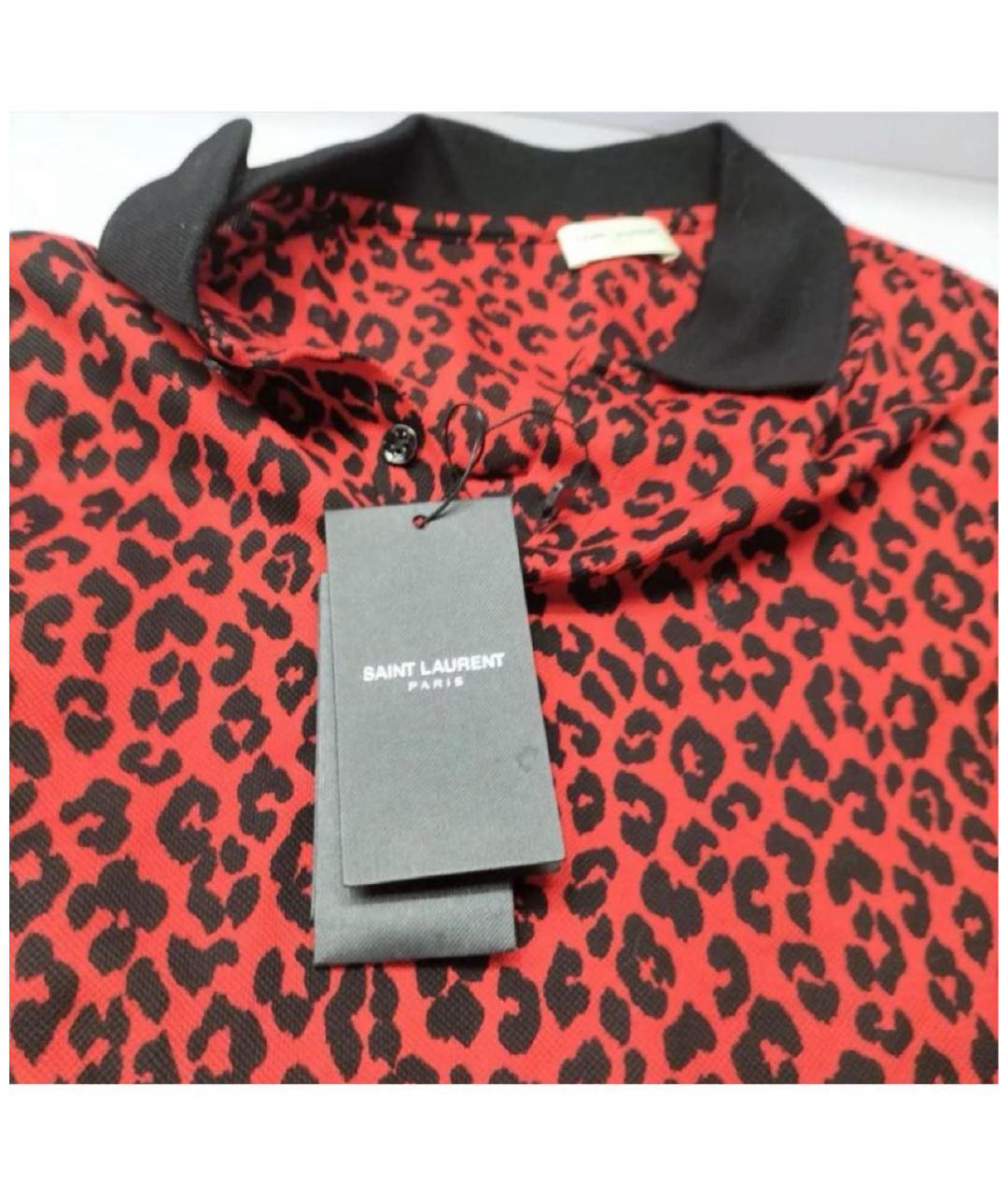 SAINT LAURENT Бордовая хлопковая футболка, фото 2
