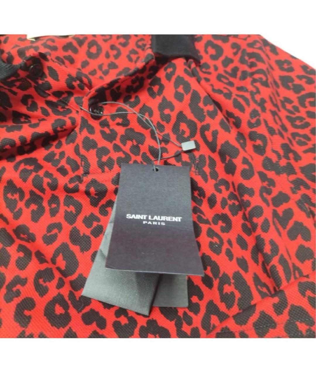 SAINT LAURENT Бордовая хлопковая футболка, фото 3