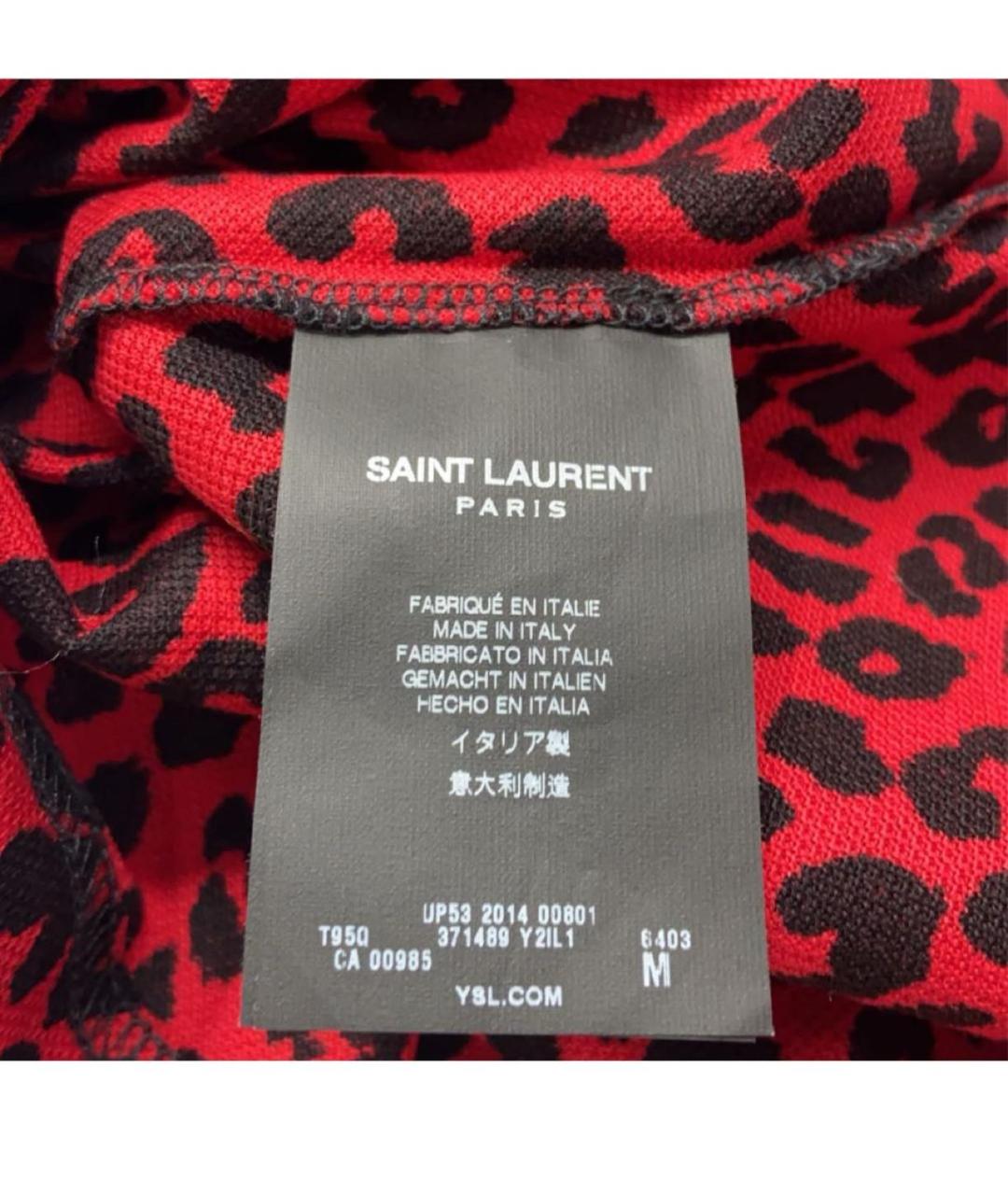 SAINT LAURENT Бордовая хлопковая футболка, фото 6