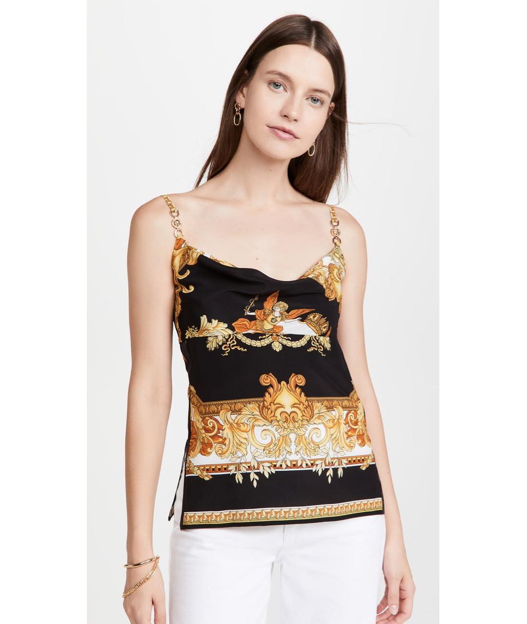 VERSACE Золотая полиэстеровая майка, фото 2