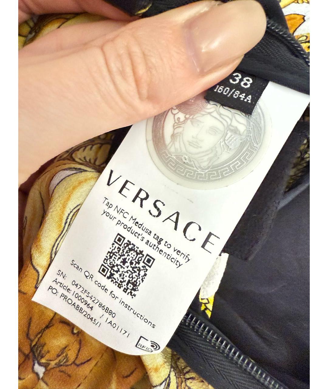 VERSACE Золотая полиэстеровая майка, фото 3