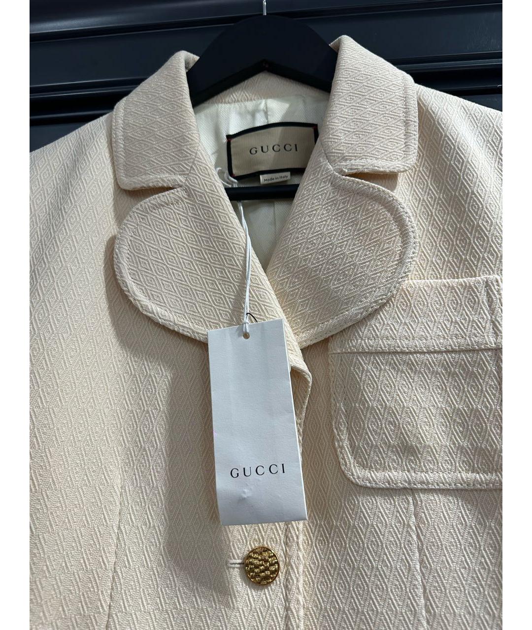 GUCCI Бежевый шелковый жакет/пиджак, фото 3