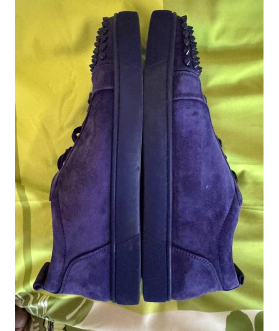 CHRISTIAN LOUBOUTIN Синие замшевые низкие кроссовки / кеды, фото 5