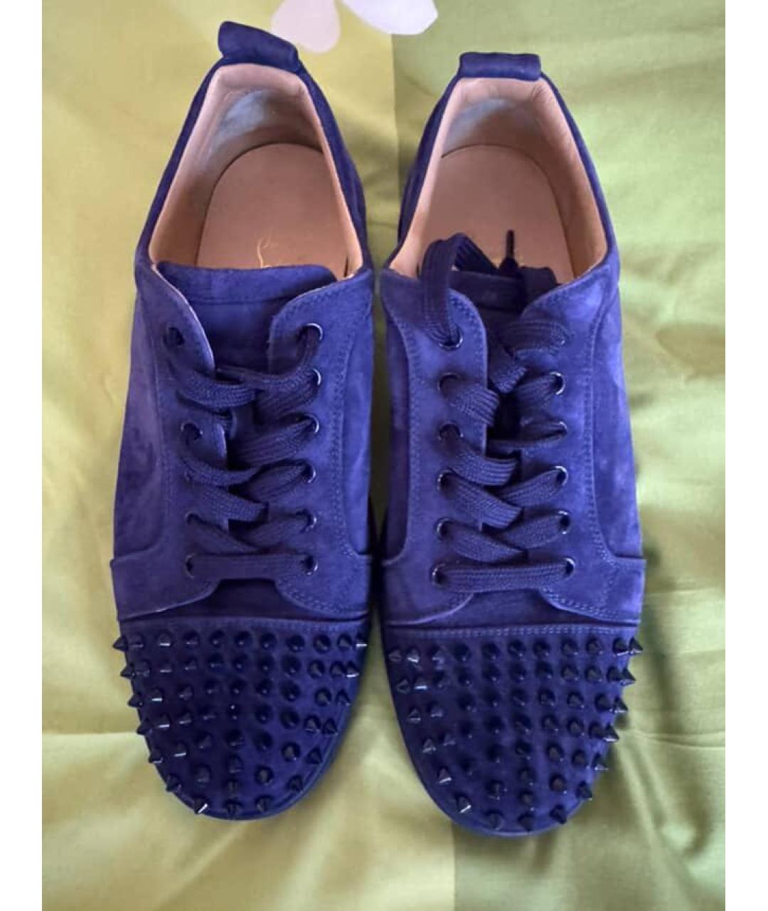 CHRISTIAN LOUBOUTIN Синие замшевые низкие кроссовки / кеды, фото 2