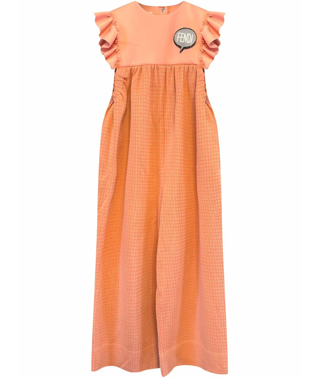 FENDI KIDS Коралловый хлопковый комбинезон, фото 1
