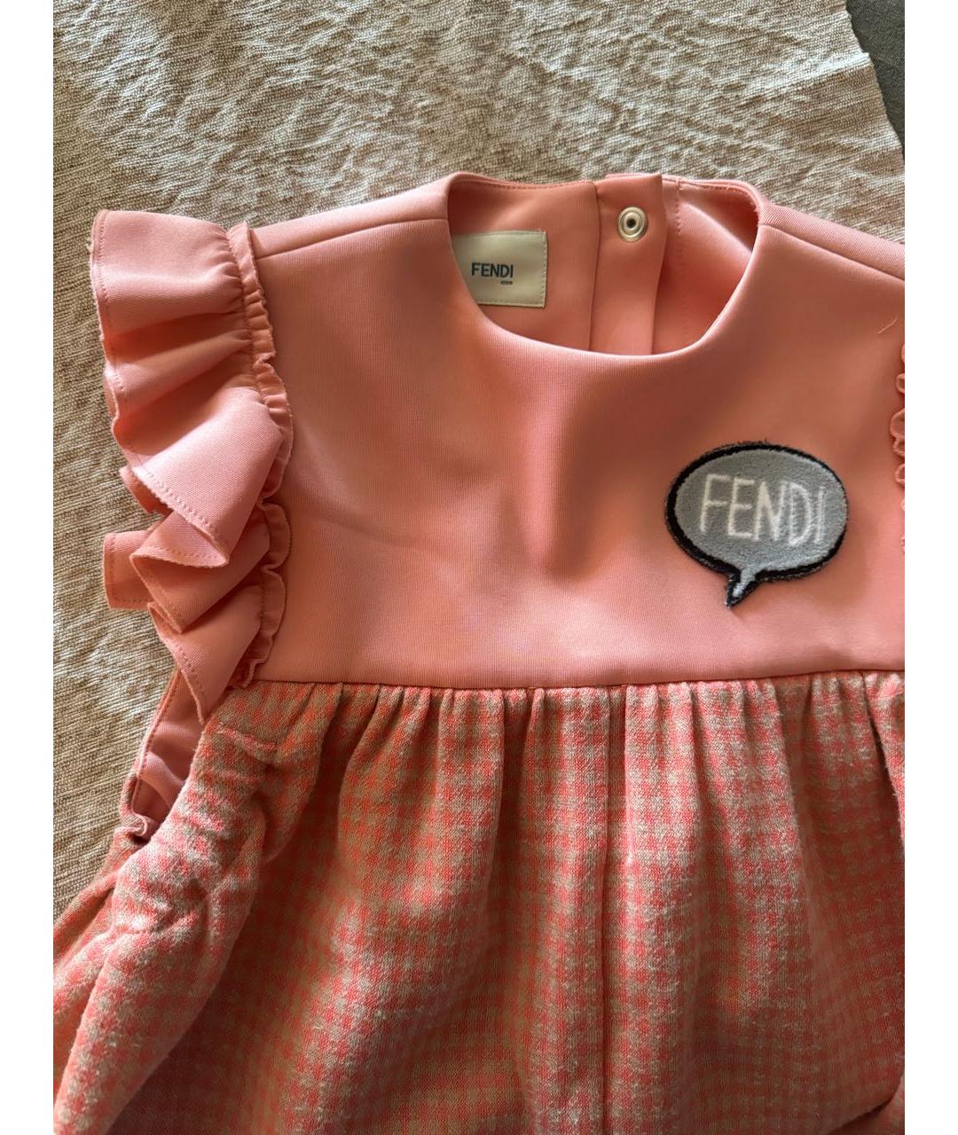 FENDI KIDS Коралловый хлопковый комбинезон, фото 3