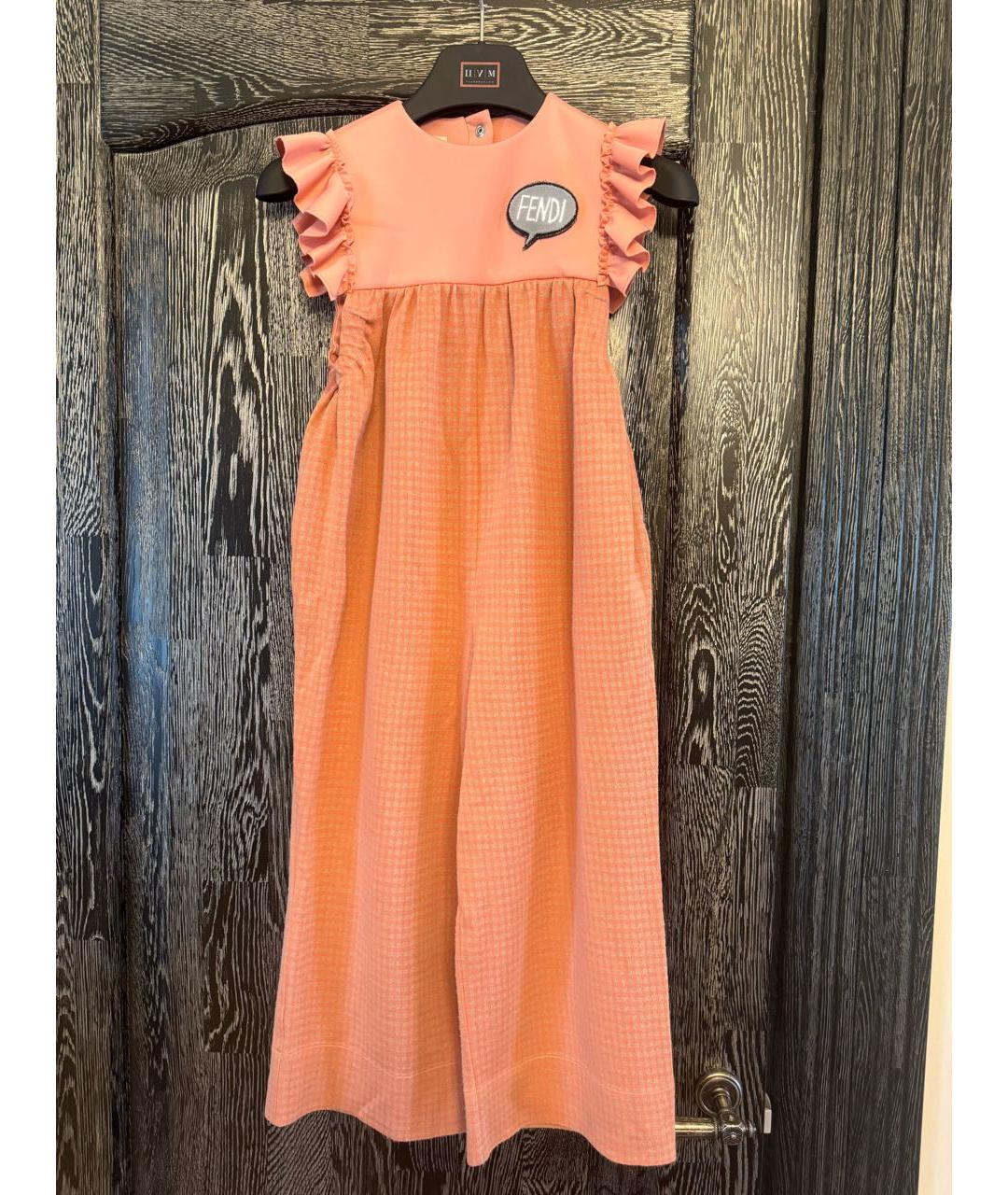 FENDI KIDS Коралловый хлопковый комбинезон, фото 5