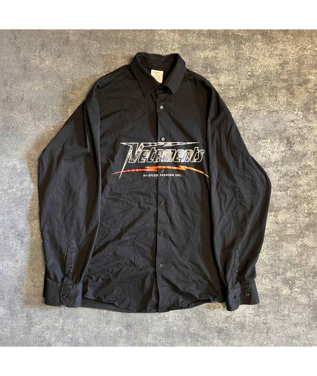 VETEMENTS Черная хлопко-полиэстеровая классическая рубашка, фото 2