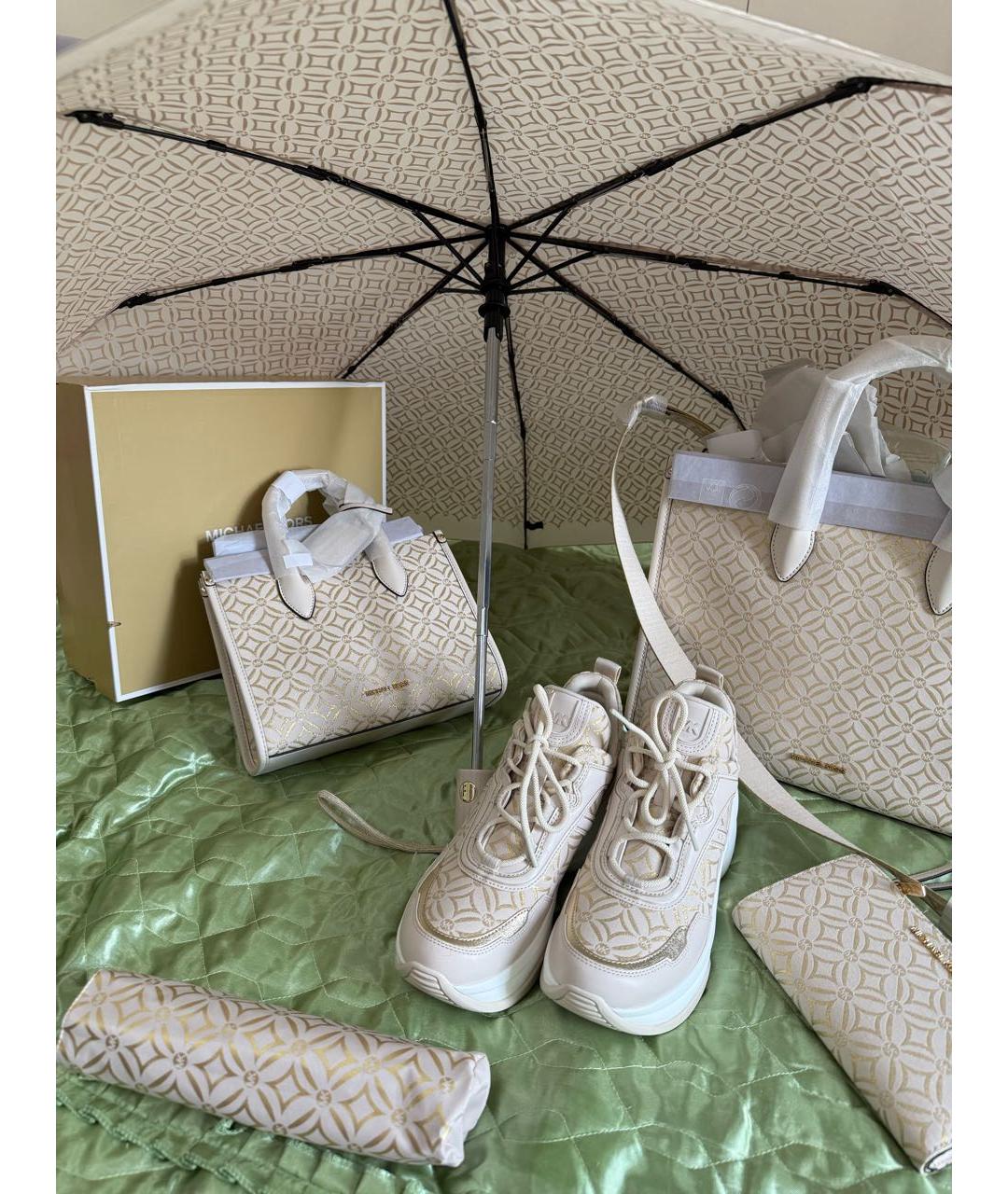 MICHAEL KORS Золотые текстильные кроссовки, фото 6