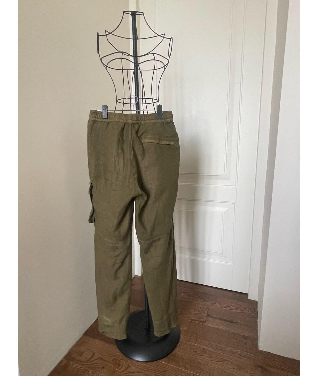 STONE ISLAND Хаки льняные повседневные брюки, фото 2