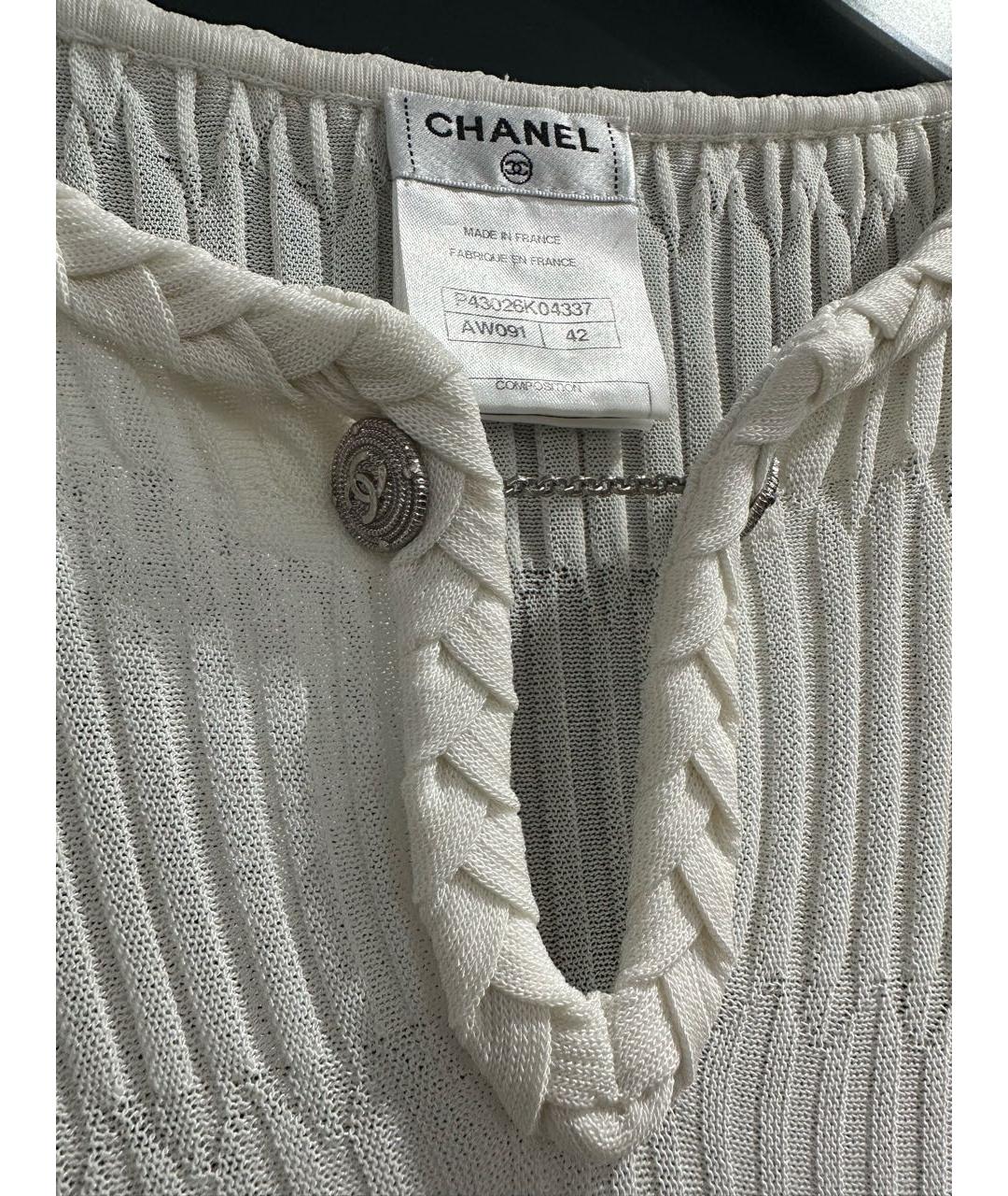 CHANEL Белое шелковое повседневное платье, фото 3