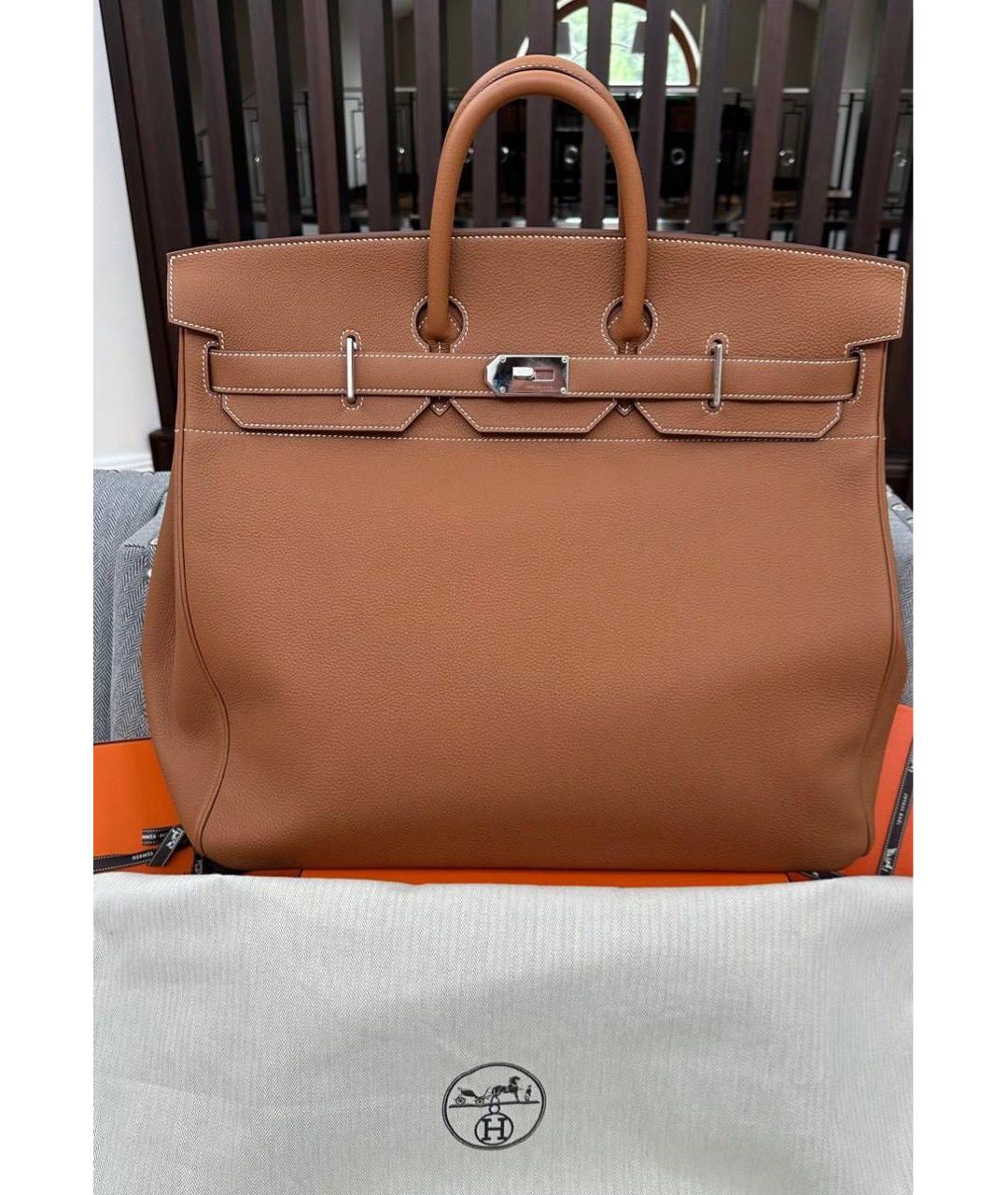 HERMES Коричневая кожаная сумка тоут, фото 3