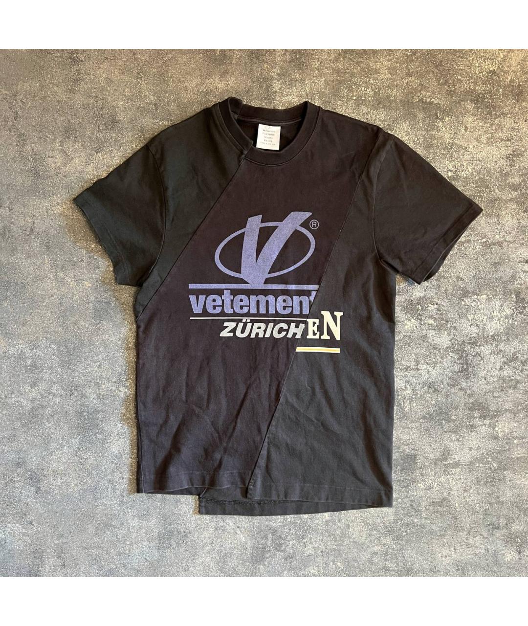 VETEMENTS Черная хлопковая футболка, фото 5