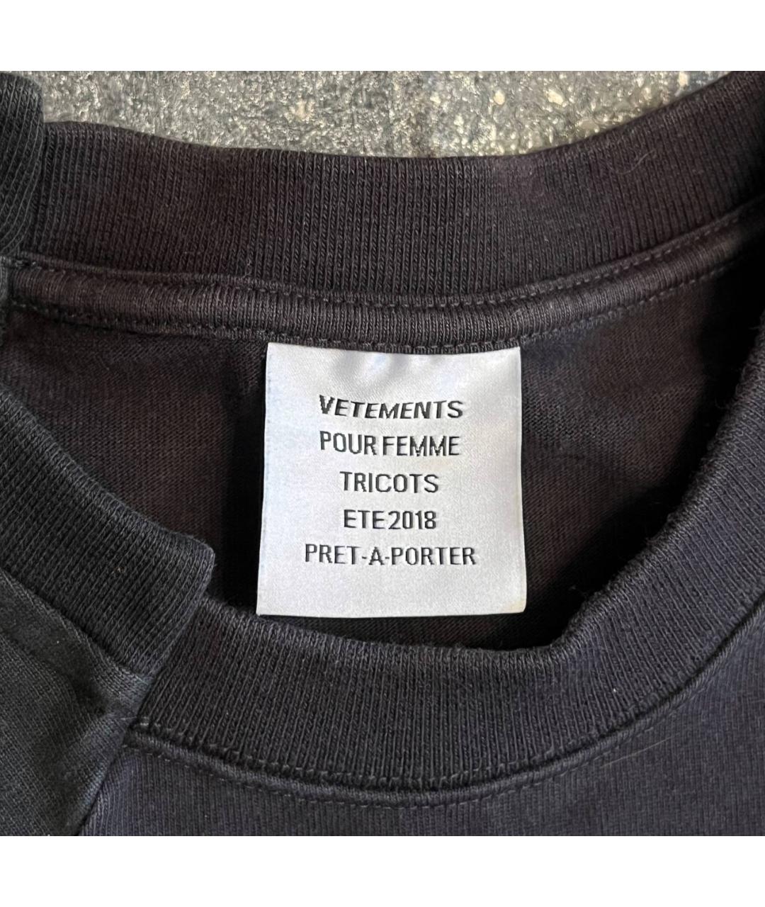 VETEMENTS Черная хлопковая футболка, фото 3